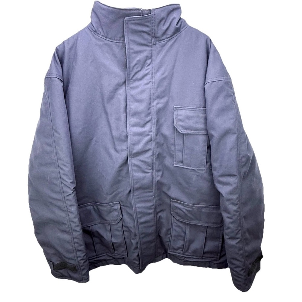 National Safety Apparel FR Jacket Work Duck Quilt Lined Winter Blue 2X Westex
